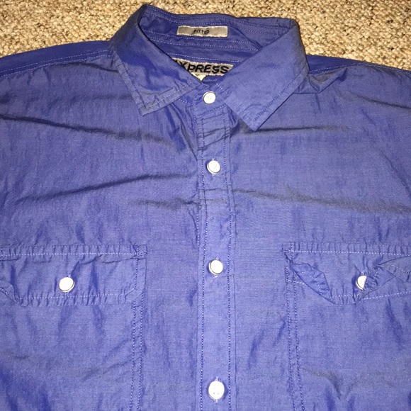 Express Fitted Short Sleeve Button Up Dress Shirt - Picture 2 of 3